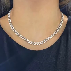 Mini Gia Curb Link Pave Diamond Necklace 4.50 ctw