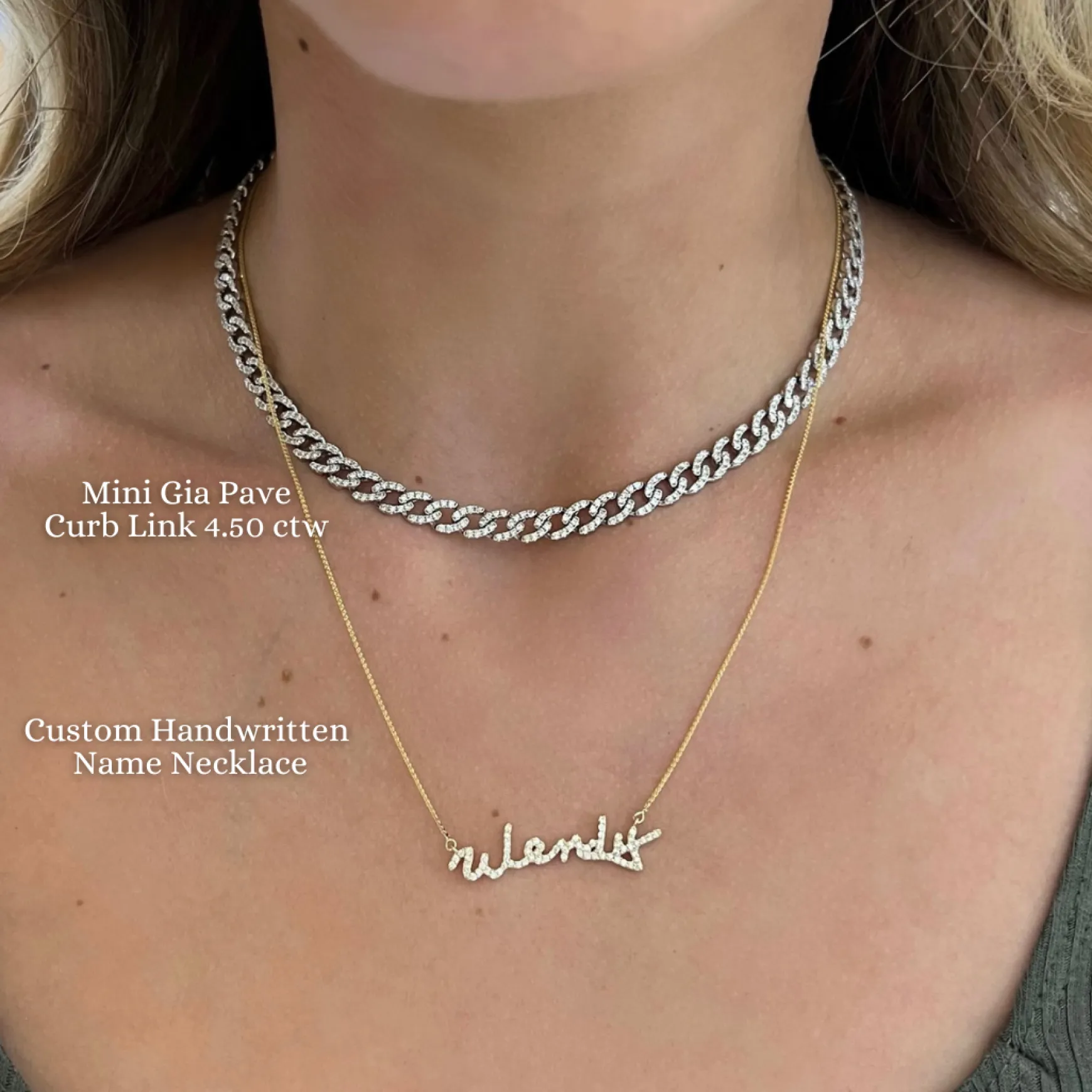 Mini Gia Curb Link Pave Diamond Necklace 4.50 ctw