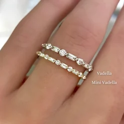 Mini Vadella Baguette & Round Diamond Band 0.15 ctw