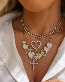 Miss Matthews Dangling Adjustable Heart Charm Necklace 5.63 ctw