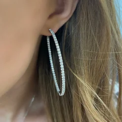 Natalia Double Sided Diamond Oval Hoop Earrings 4.09 ctw