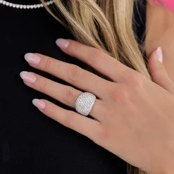 Oriana Pave Puff Diamond Dome Cocktail Ring 5.10 ctw
