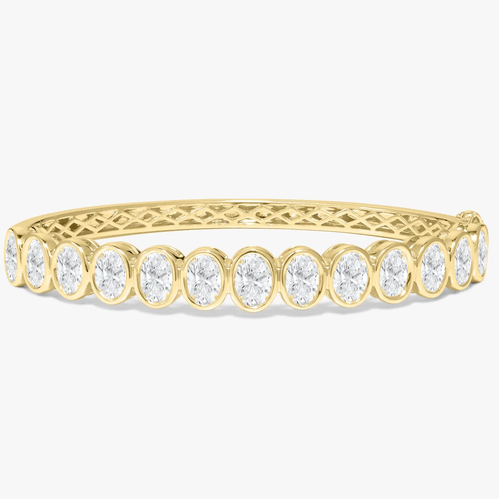 Oval Bezel Diamond Bangle Bracelet 5.35 ctw