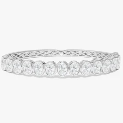 Oval Bezel Diamond Bangle Bracelet 5.35 ctw