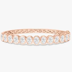 Oval Bezel Diamond Bangle Bracelet 5.35 ctw