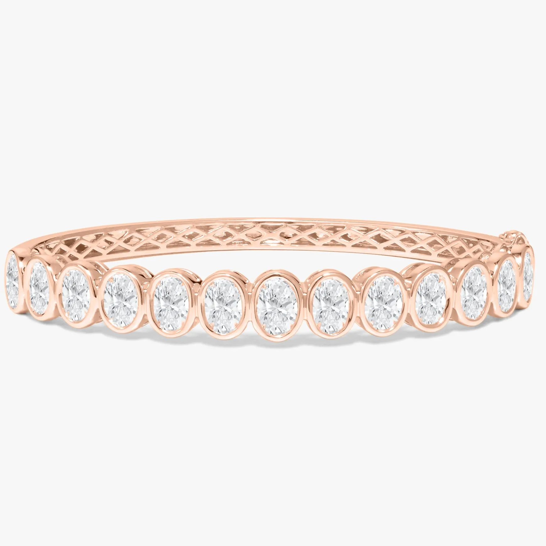 Oval Bezel Diamond Bangle Bracelet 5.35 ctw