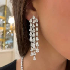 Pear Diamond Dangle Stud Earrings 22.92 ctw