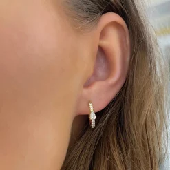 Pear Station Diamond Huggie Earrings
