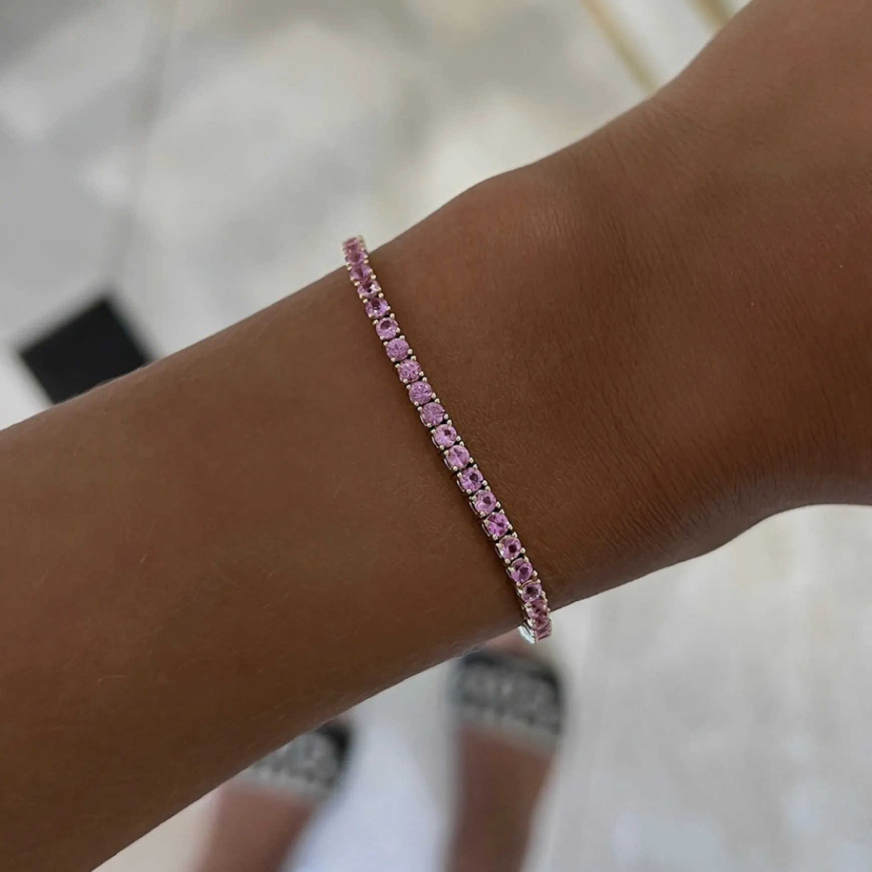 Pink Sapphire Tennis Bracelet 4.21 ctw