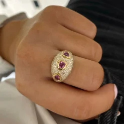 Queen of Hearts Pave Diamond Dome Ring