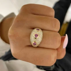 Queen of Hearts Pave Diamond Dome Ring