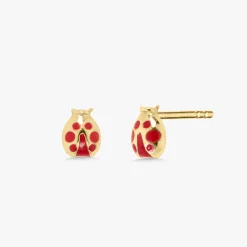 "Love Bug" Gold Lady Bug Stud Earrings
