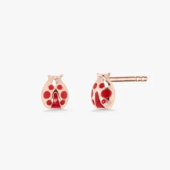 "Love Bug" Gold Lady Bug Stud Earrings