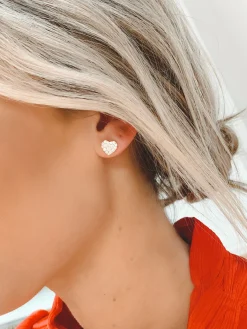 "Love You More" Diamond Heart Stud Earrings