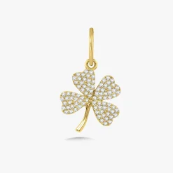 "Lucky" Four Leaf Clover Diamond Charm