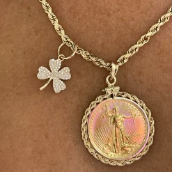 "Lucky" Four Leaf Clover Diamond Charm