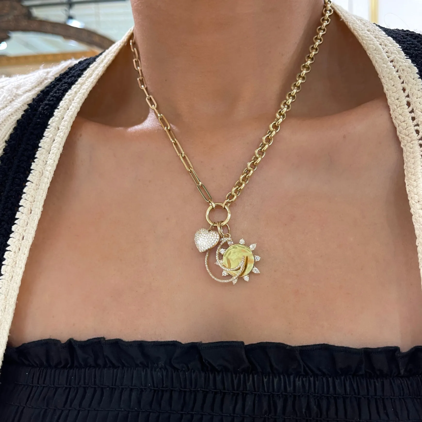 "Moon Eyes" Diamond Crescent Moon Charm