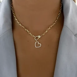 Rectangle Rolo Chain with Pave Diamond Lobster Clasp