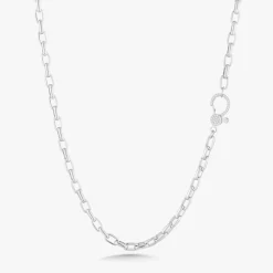 Rectangle Rolo Chain with Pave Diamond Lobster Clasp