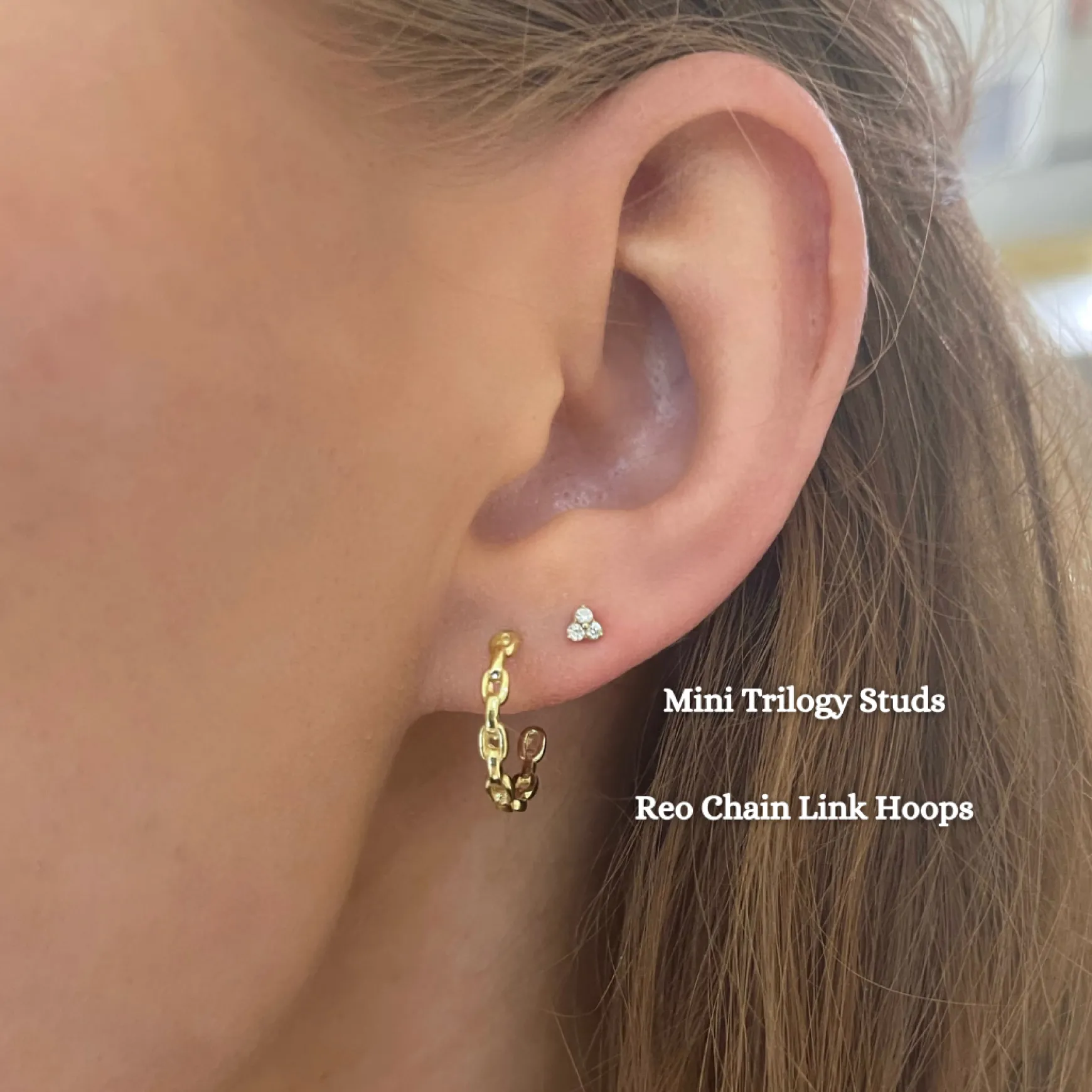 Reo Oval Chain Link Gold Hoop Earrings