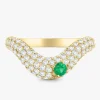Ronan Emerald and Diamond Pave Swoop Ring