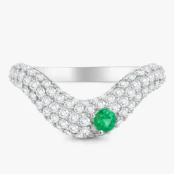 Ronan Emerald and Diamond Pave Swoop Ring