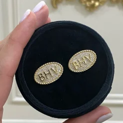 Rope Pave Diamond Oval Cuff Links