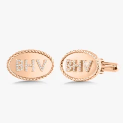 Rope Pave Diamond Oval Cuff Links