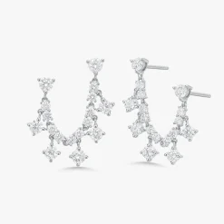 Round Drops Double Piercing Diamond Stud Earrings 1.76 ctw