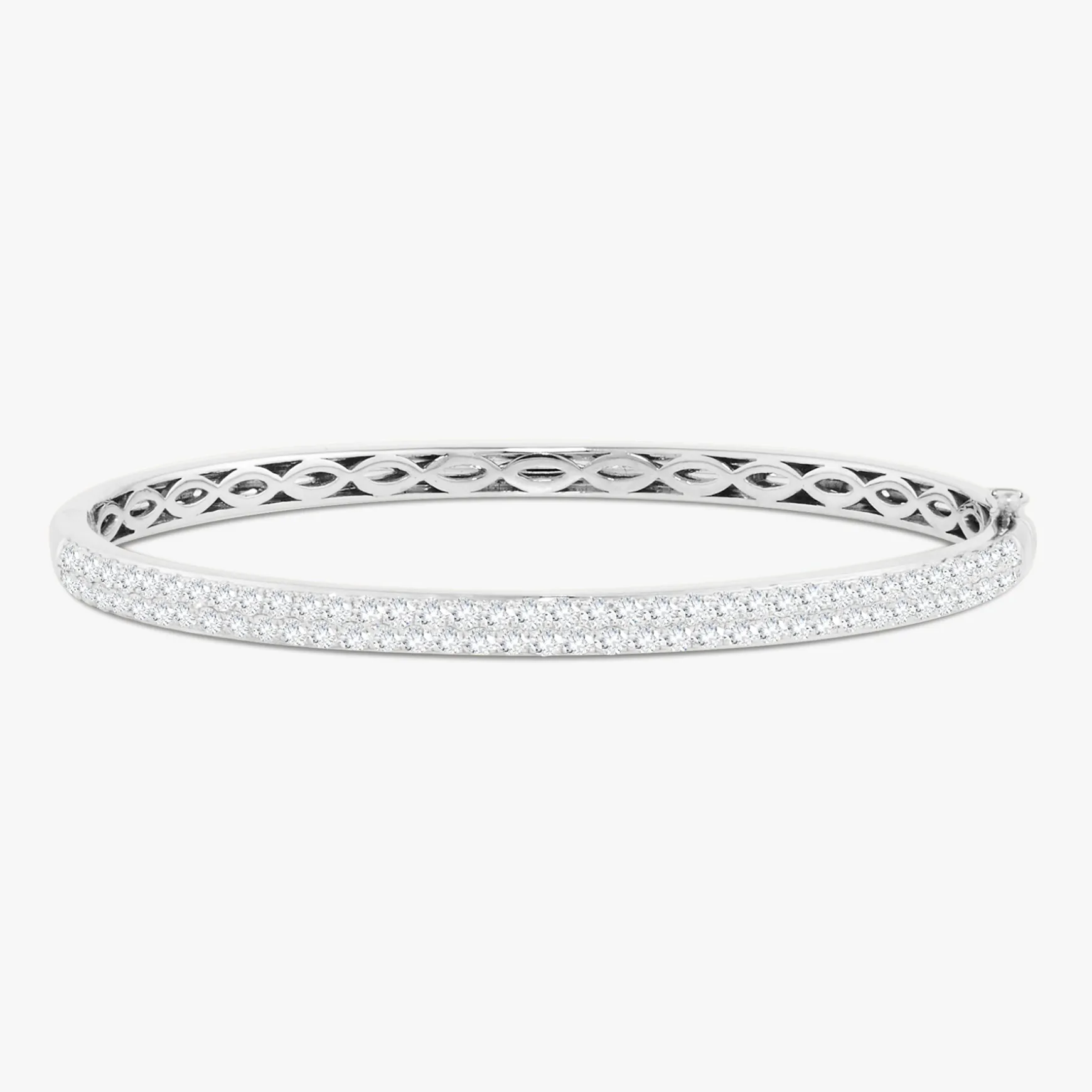 Rounded Two Row Diamond Bangle Bracelet 2.30 ctw
