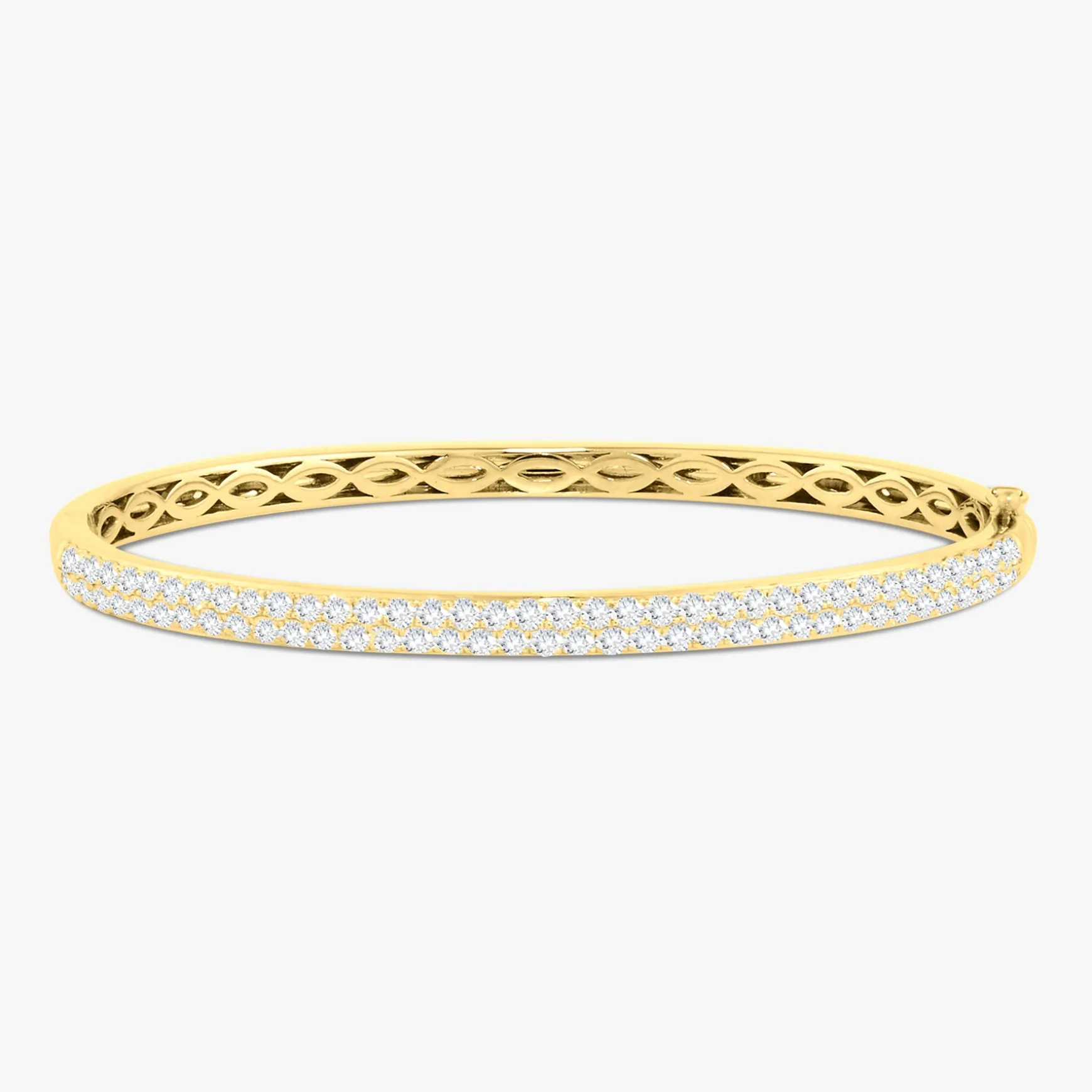Rounded Two Row Diamond Bangle Bracelet 2.30 ctw