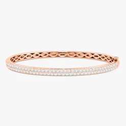 Rounded Two Row Diamond Bangle Bracelet 2.30 ctw