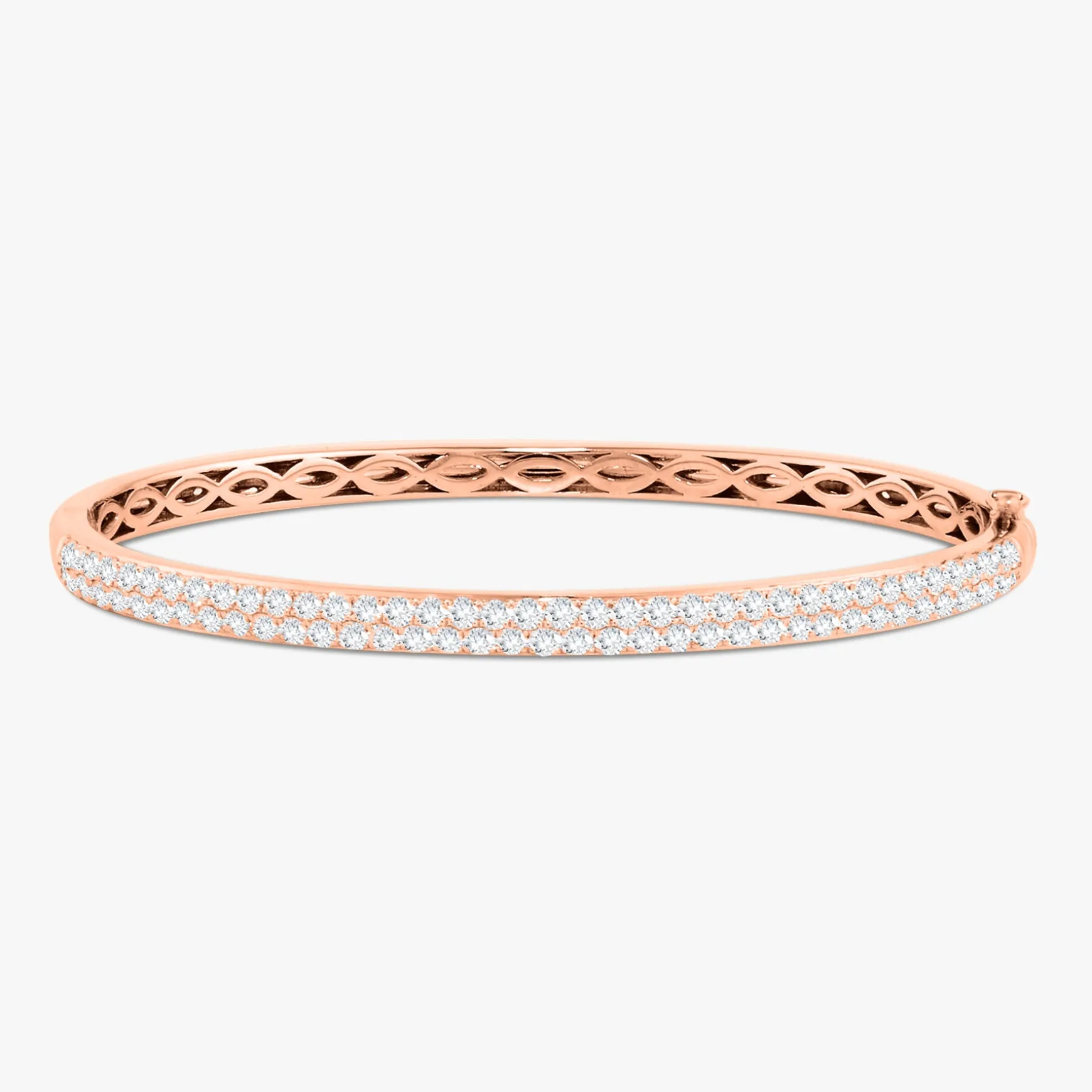 Rounded Two Row Diamond Bangle Bracelet 2.30 ctw