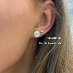 Ruthie Pave Diamond Round Studs 0.70 ctw