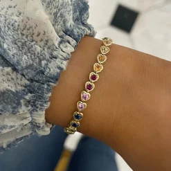 Ryleigh Rainbow Heart Adjustable Tennis Bracelet 3.19 ctw