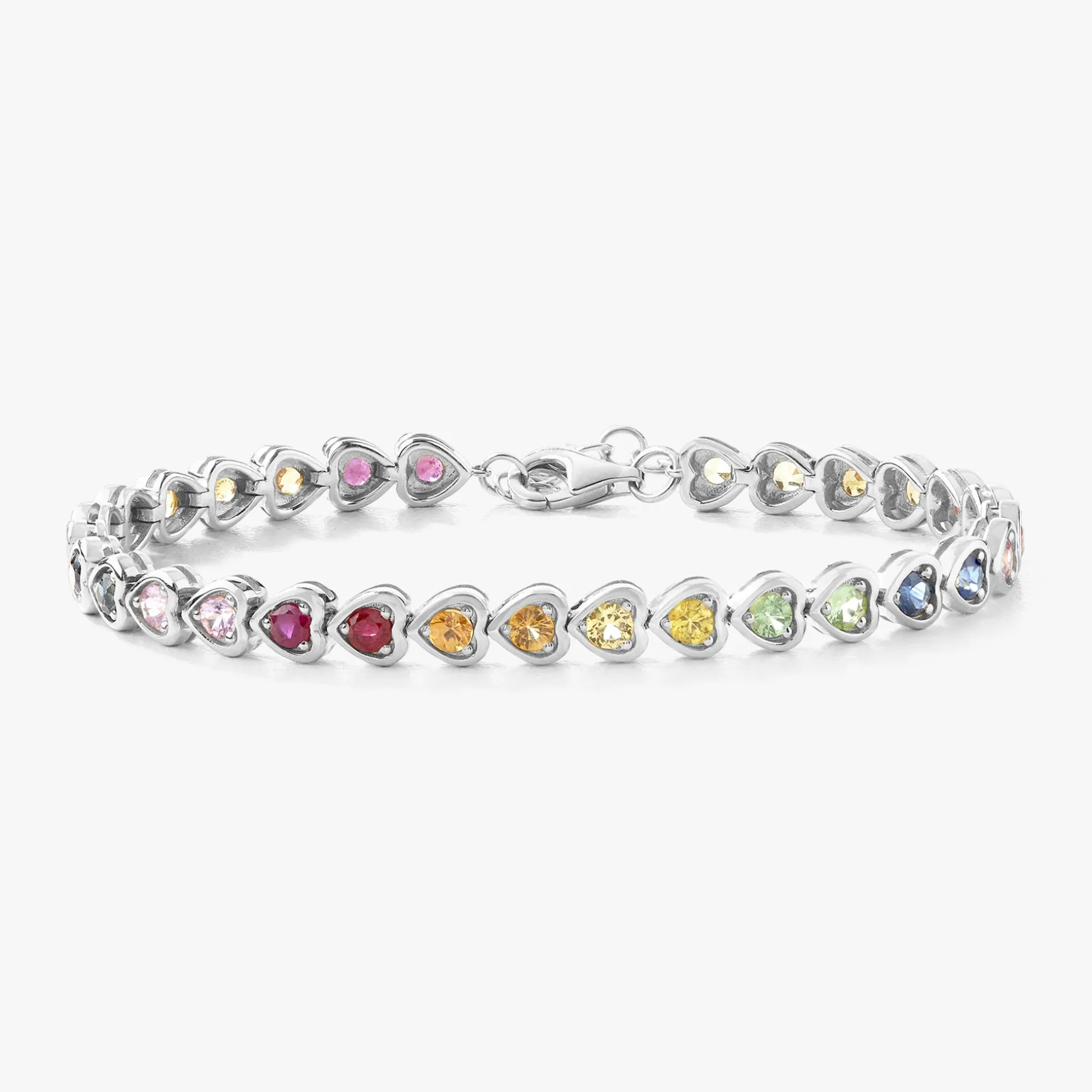 Ryleigh Rainbow Heart Adjustable Tennis Bracelet 3.19 ctw