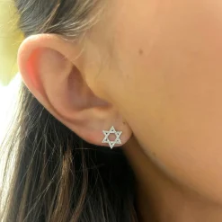 Star of David Diamond Stud Earrings