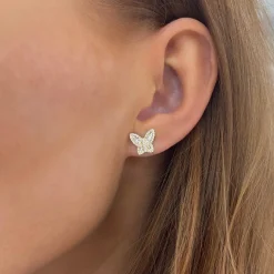 Stella Dainty Diamond Baguette Butterfly Stud Earrings