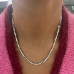 The Southern Diamond Tennis & Paperclip Link Necklace 3 ctw