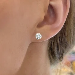 Three Prong Martini Natural Diamond Stud Earrings