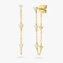 Tinx Chain Station Diamond Stud Earrings
