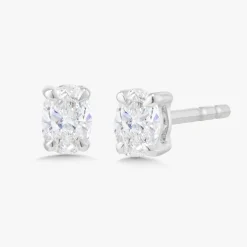 Tiny Oval Diamond Stud Earrings