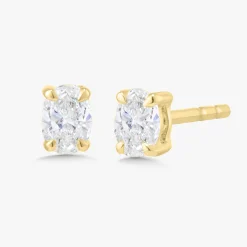 Tiny Oval Diamond Stud Earrings