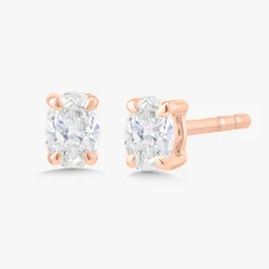 Tiny Oval Diamond Stud Earrings