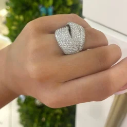 Valvie Pave Diamond Ribbon Cocktail Ring